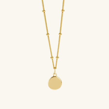 Gold Mini Disc Necklace With Bead Chain